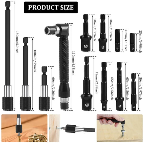 Flexible Drill Bit Extension Set – Right Angle & Socket Kit