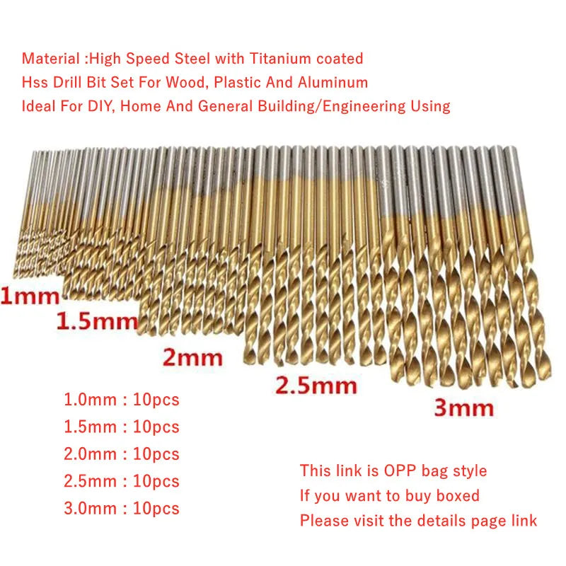 Titanium-Coated HSS Twist Drill Bit Set For Power Tools