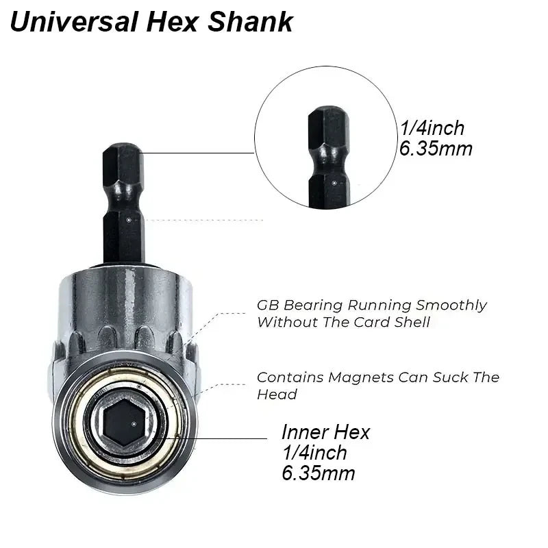 Angle Drill Adapter Set With Flexible Extension Shaft