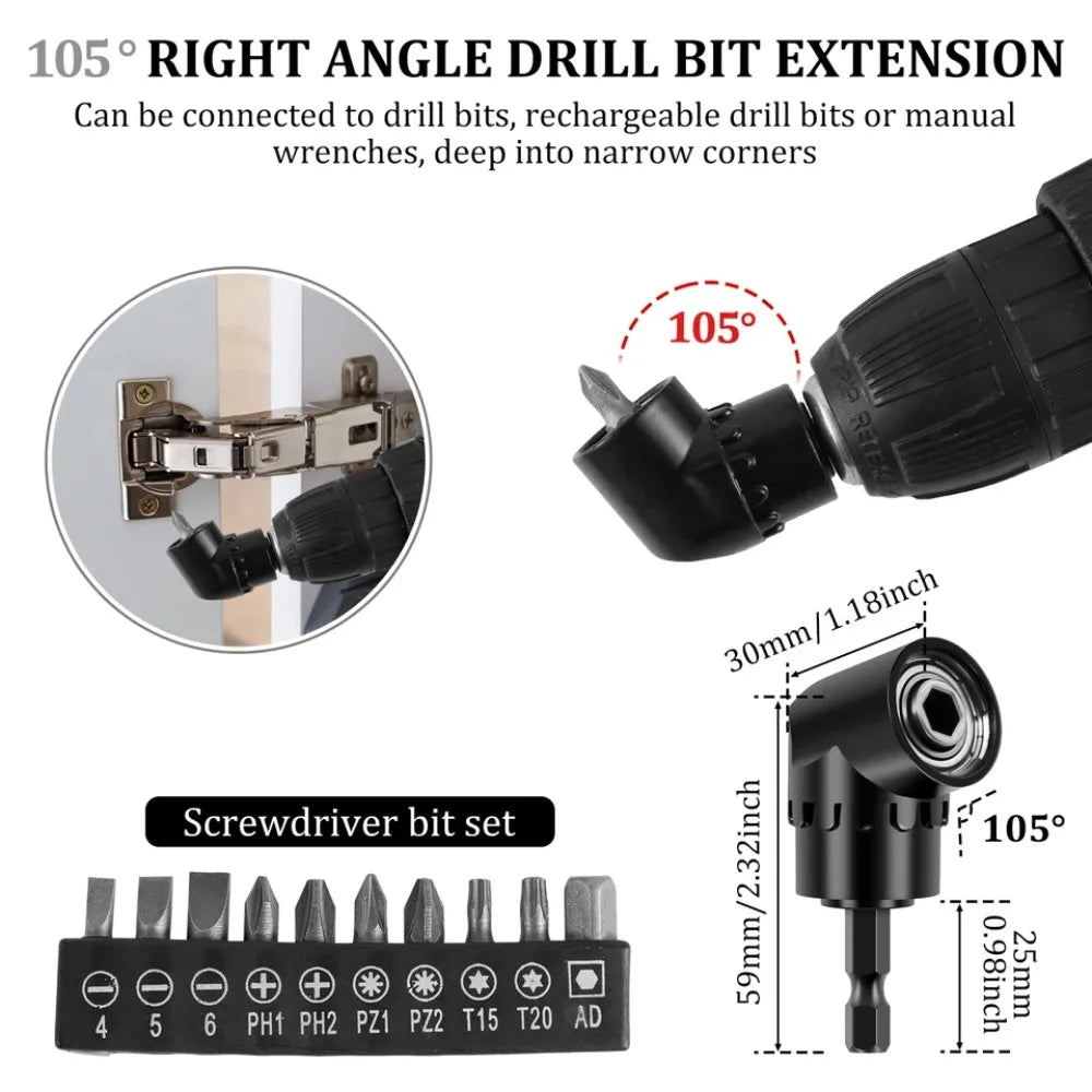 Flexible Drill Bit Extension Set – Right Angle & Socket Kit