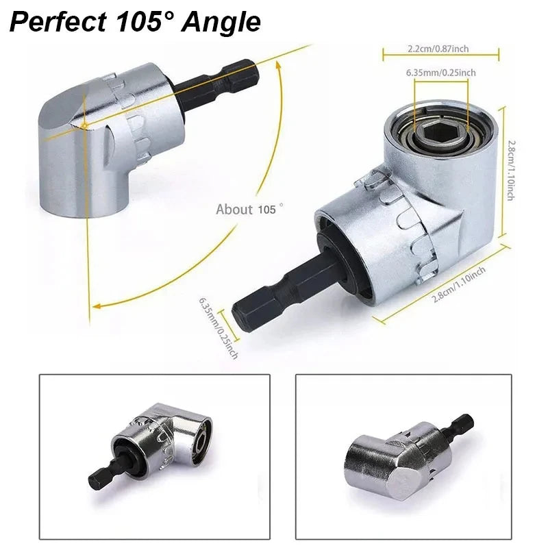 Angle Drill Adapter Set With Flexible Extension Shaft