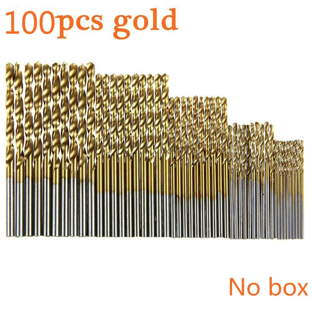 100-200 piece Titanium-Coated Drill Bit Set