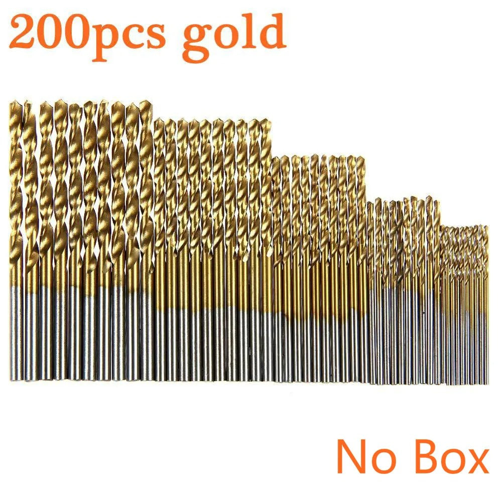 100-200 piece Titanium-Coated Drill Bit Set